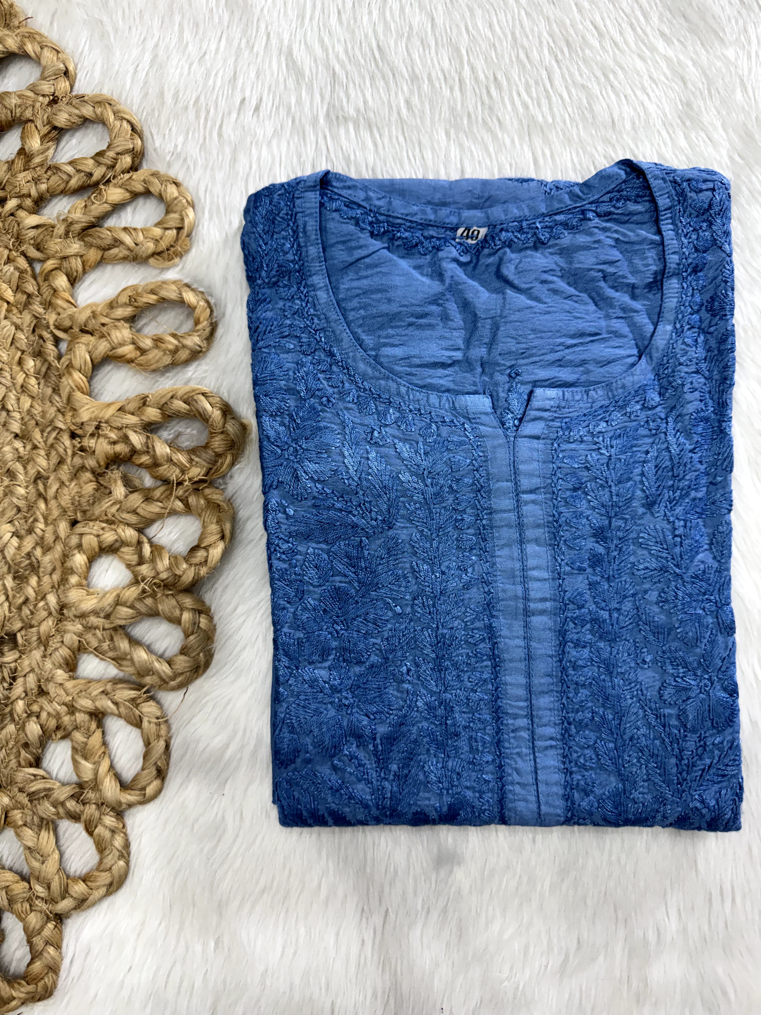 Noori Chanderi Chikankari Kurti with intricate hand work | Handcrafted by Chikankari Artisans of Lucknow