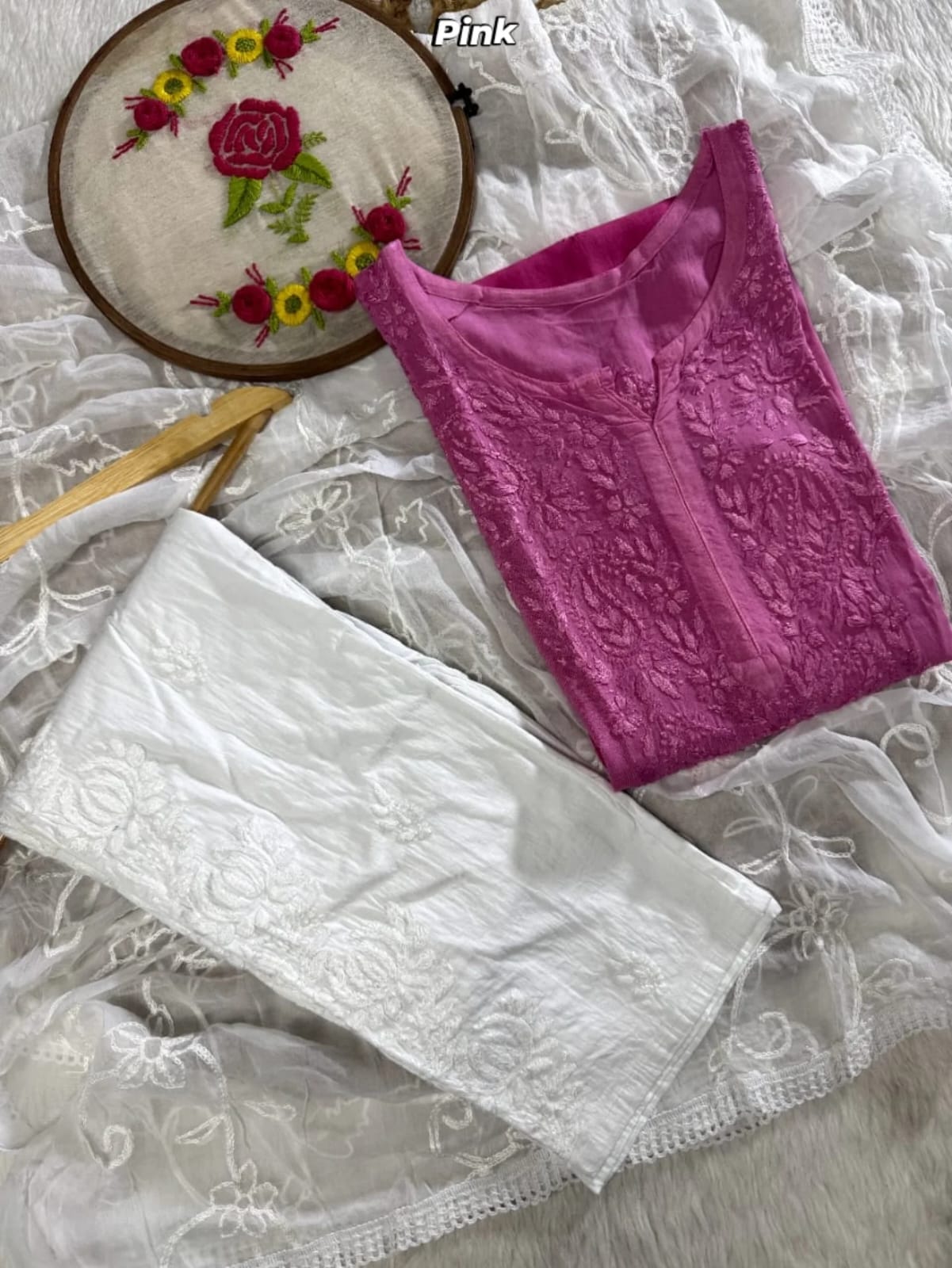 Zainab Rayon Umbre Dual Shade Colour Chikankari Kurti | Kurti & Pant Set