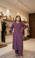 Vine Lucknow Chikankari Kurti and Palazzo Set – Fine Handcrafted Chikankari on Soft Rayon Fabric