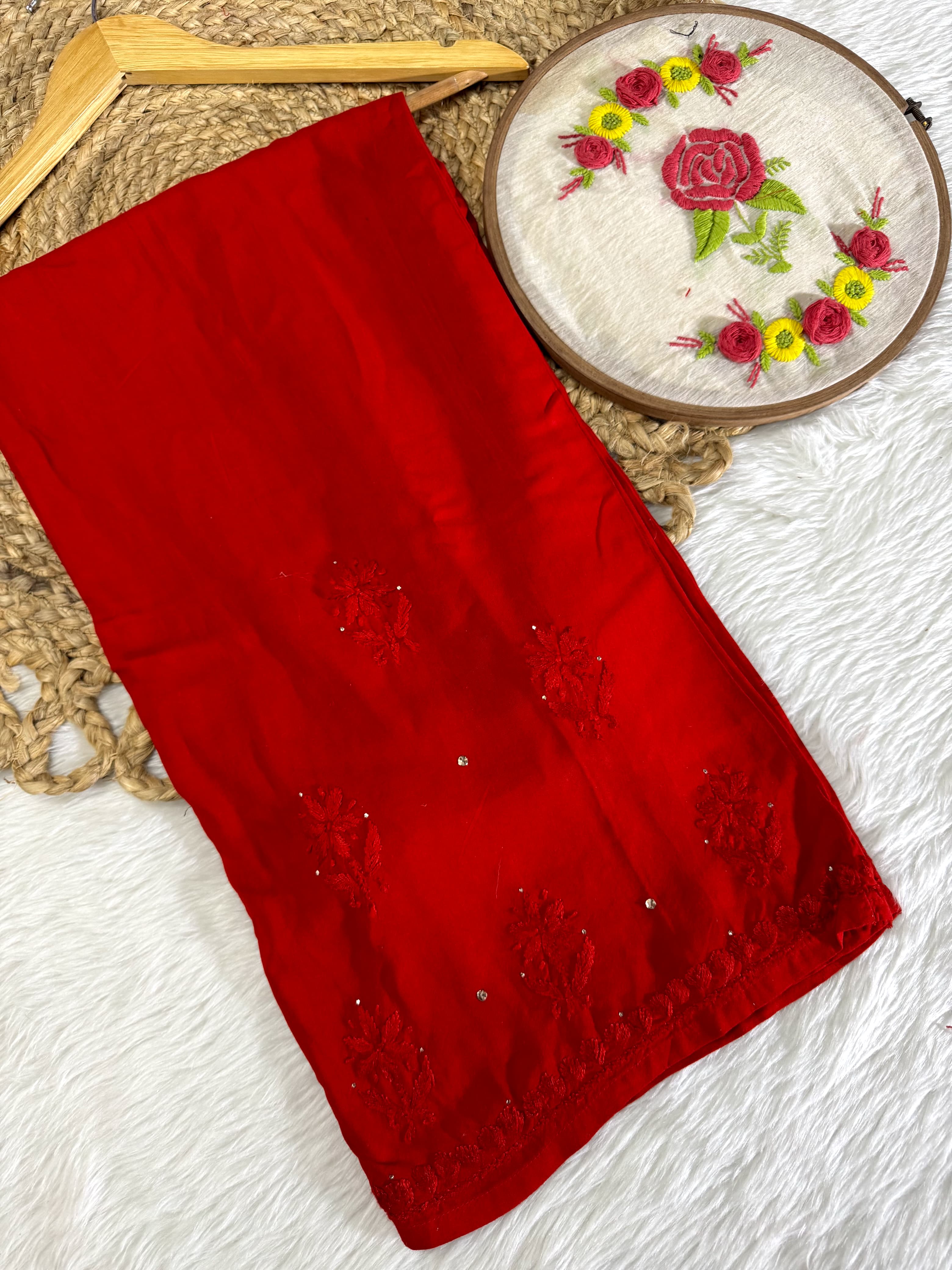 Mariah Chikankari Kurti, Dupatta and Palazzo set with Fine Handwork of Chikankari Work By Artisans of Lucknow