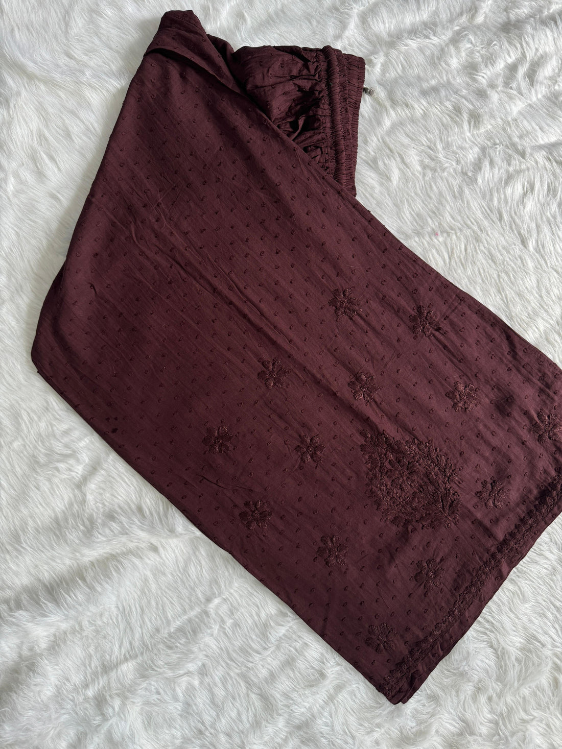 Dobby Cotton Lucknowi Chikankari Kurti Palazzo Dupatta Set with Fine Handwork Chikankari and Dobby Dots Beauty