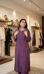 Vine Lucknow Chikankari Kurti and Palazzo Set – Fine Handcrafted Chikankari on Soft Rayon Fabric