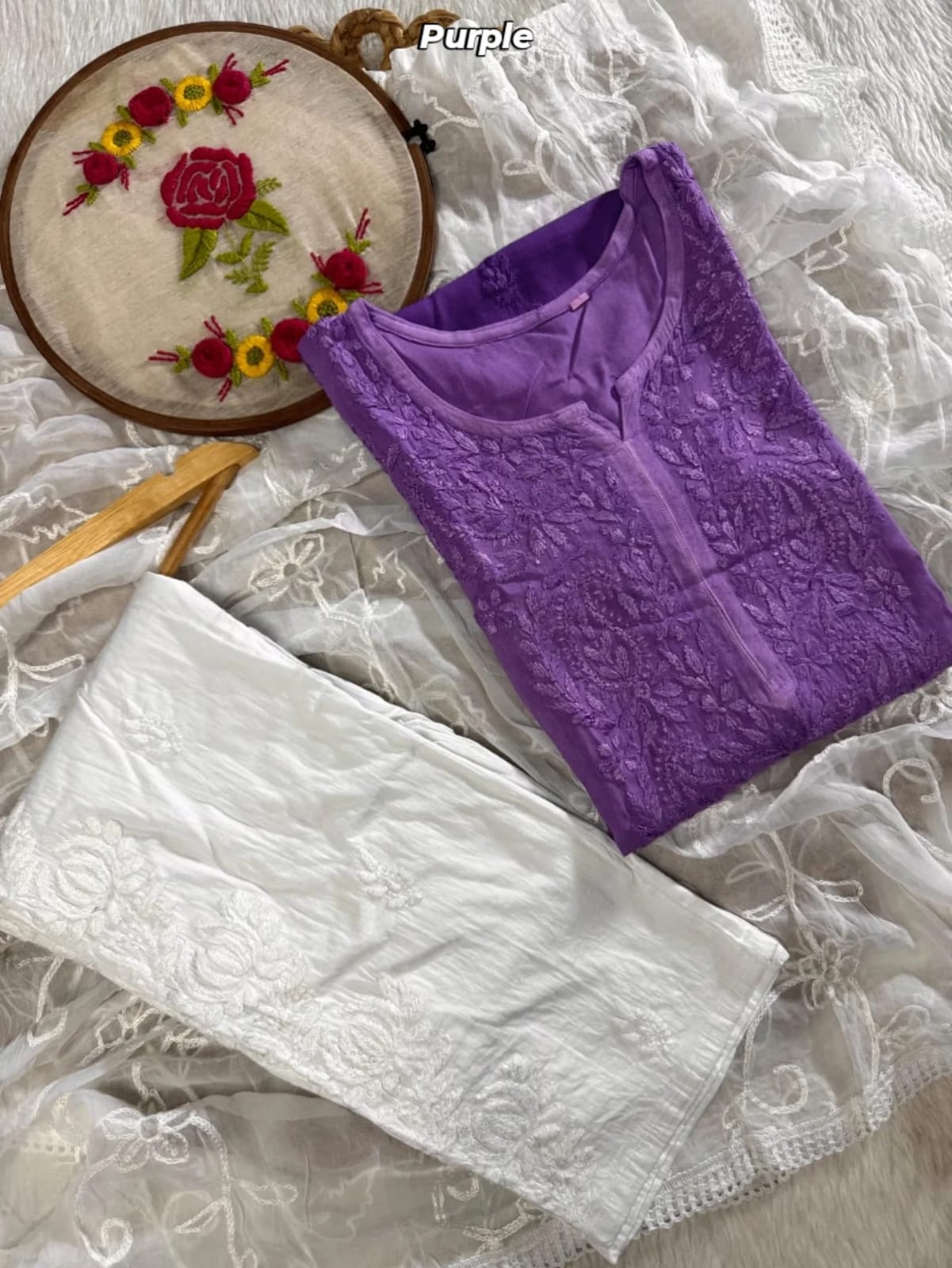 Zainab Rayon Umbre Dual Shade Colour Chikankari Kurti | Kurti & Pant Set