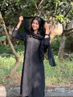 Shifana Hand Embroidered Kurti Palazzo and Dupatta set with Lucknow Chikankari and Mukaish Work