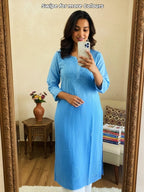 Zainab Rayon Umbre Dual Shade Colour Chikankari Kurti | Kurti & Pant Set