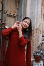 Noor Jahan Resham Viscose Jaal Chikankari Kurti Palazzo Dupatta Set